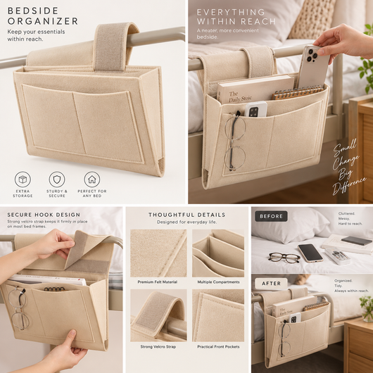 5 Pockets Felt Bedside Storage Organizer